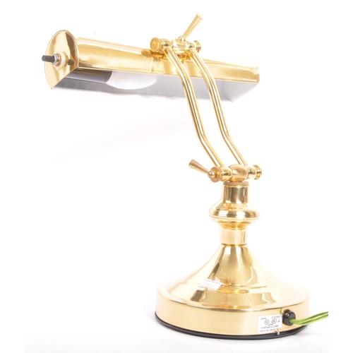 751 - A retro vintage 20th Century brass bankers, office / desk / bankers lamp light. With adjustable vent... 