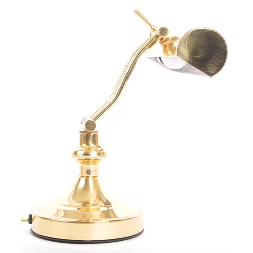 751 - A retro vintage 20th Century brass bankers, office / desk / bankers lamp light. With adjustable vent... 