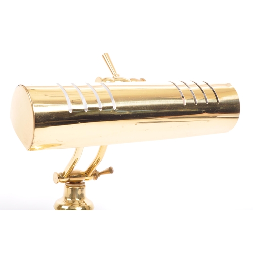 751 - A retro vintage 20th Century brass bankers, office / desk / bankers lamp light. With adjustable vent... 