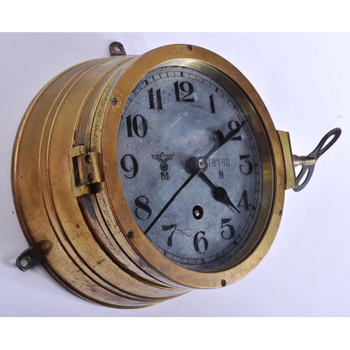 10 - An original WWII Second World War Third Reich Nazi German Kriegsmarine U-Boat bulkhead clock. Arabic... 