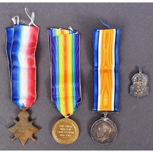 119 - A WWI First World War medal trio awarded to one 010987 Private E.W Black of the Army Ordnance Corps ... 