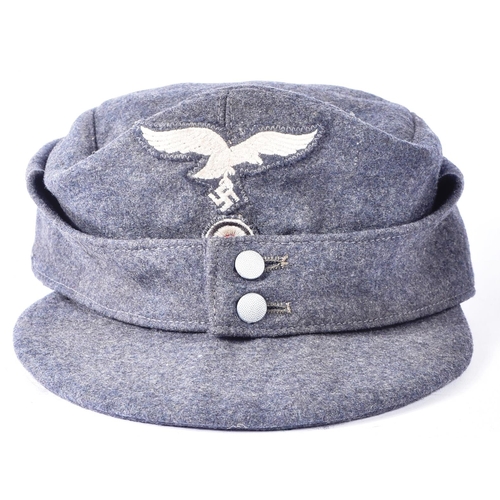 121 - A WWII Second World War Third Reich Nazi German Luftwaffe Officers M43 ski cap. Field grey / blue wo... 