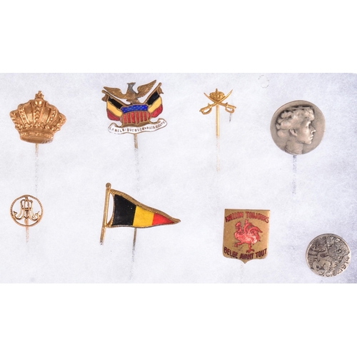 158 - A collection of assorted WWI First World War and WWII Second World War Belgium / Belgian stick pins ... 