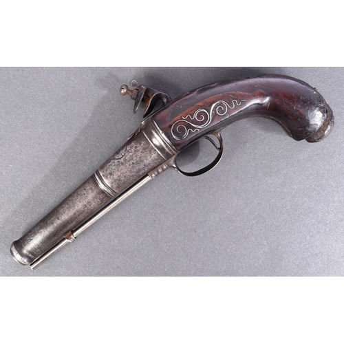 17 - An antique 18th century 'Queen Anne' flintlock pistol. Maker's marks for Delany & Wynn to the lock p... 