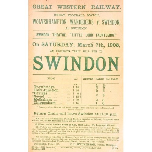 209 - Railwayana - an early 20th Century GWR Great Western Railways football poster / handbill for the “Gr... 