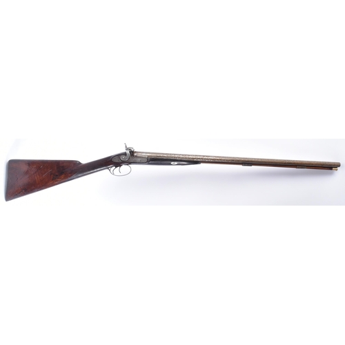 230 - An antique 19th century Dodson of Louth muzzle-loading double-barrelled rifle. The lockplate engrave... 