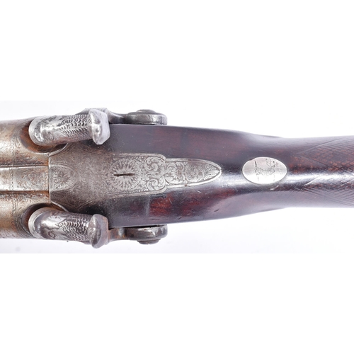 230 - An antique 19th century Dodson of Louth muzzle-loading double-barrelled rifle. The lockplate engrave... 