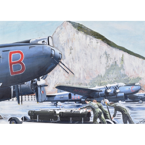 251 - Desmond Davies (Artist D.2021) - Acrylic painting on canvas depicting WWII World War II RAF Royal Ai... 