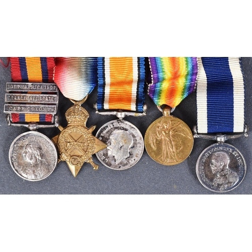 3 - Boer War & WWI Medal Group to one W. H. E. Holder of the Royal Navy. Comprising: South Africa Medal ... 