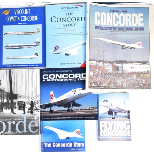 263 - A collection of assorted Concorde books and memorabilia to include; a folder containing 40th Anniver... 