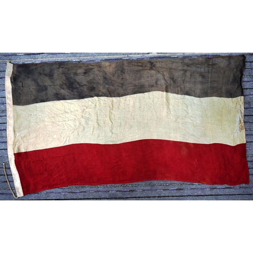 274 - A WWI First World War Imperial German Empire Weimar era flag. Typical form with tricolour panels and... 