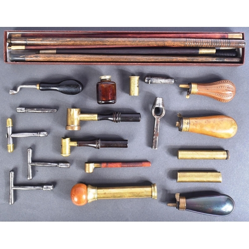 277 - A collection of assorted 19th century shooting / rifle / gun accessories, to include; three small pi... 