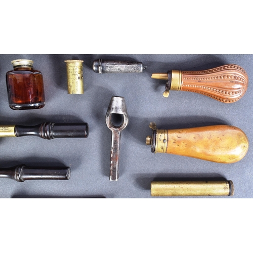 277 - A collection of assorted 19th century shooting / rifle / gun accessories, to include; three small pi... 