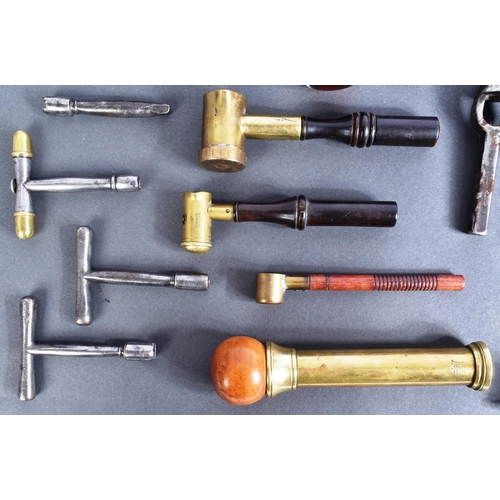 277 - A collection of assorted 19th century shooting / rifle / gun accessories, to include; three small pi... 