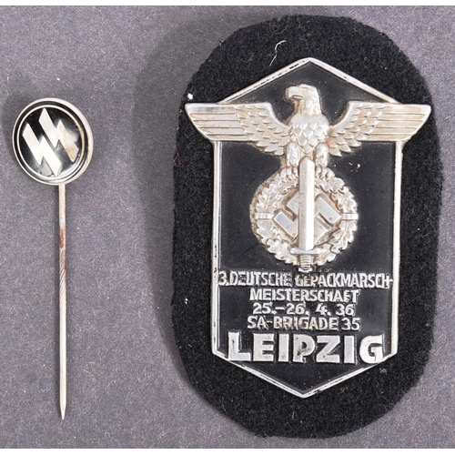 284 - A WWII Second World War Third Reich Nazi German SA / SS Leipzig marching championship breast badge a... 