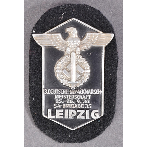 284 - A WWII Second World War Third Reich Nazi German SA / SS Leipzig marching championship breast badge a... 