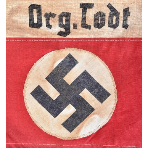 286 - A WWII Second World War Third Reich Nazi German Org Todt / Organisation Todt armband. Red with a sti... 