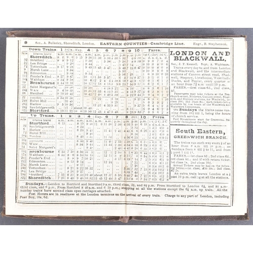 38 - Bradshaw’s Railway Companion - a 19th Century Bradshaw Guide containing the times of departure, fare... 