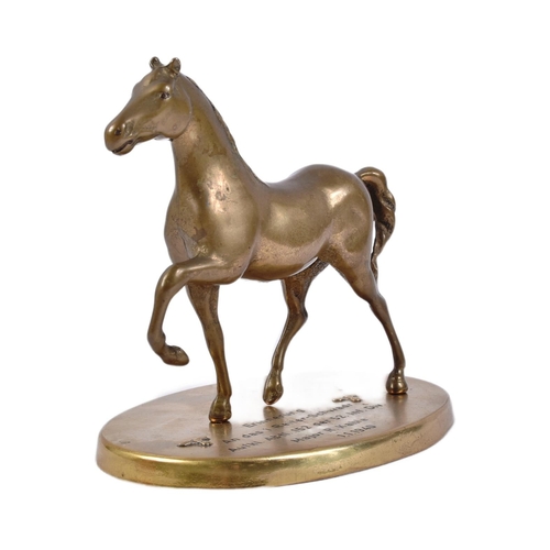 355 - A WWII Second World War Third Reich Nazi German brass horse statue dedicated to the ' Memory of the ... 