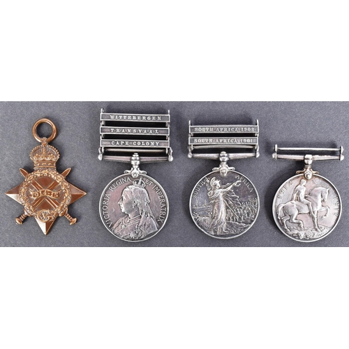 356 - Boer War & WWI First World War medal group from the Cooke family. Comprising:

 - Edward VII South A... 