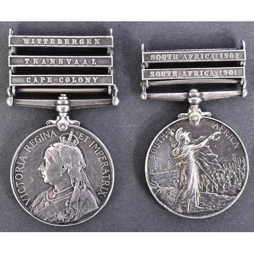 356 - Boer War & WWI First World War medal group from the Cooke family. Comprising:

 - Edward VII South A... 