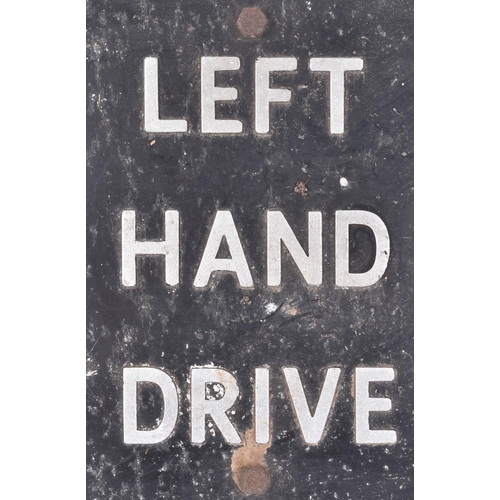 357 - Automobilia - a vintage c1950s / 1960s aluminium 'Left Hand Drive' plaque, likely from a lorry or si... 