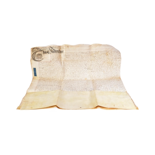 371 - A large 18th Century manuscript indenture / deeds on vellum relating to the rental / purchase of a p... 