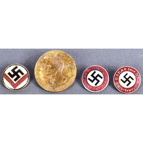 406 - A collection of WWII Second World War style Third Reich Nazi German lapel pin badges comprising; NSD... 