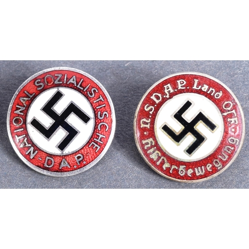 406 - A collection of WWII Second World War style Third Reich Nazi German lapel pin badges comprising; NSD... 