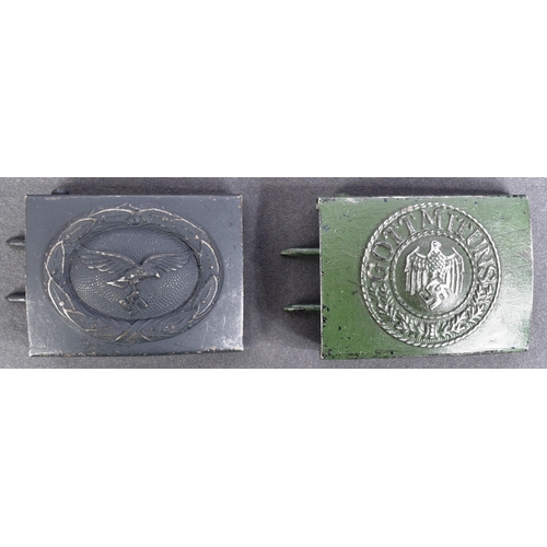 423 - Two WWII Second World War Third Reich Nazi German Officers uniform belt buckle comprising a Luftwaff... 