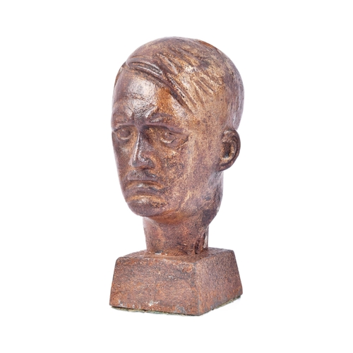 456 - A contemporary WWII Second World War style Third Reich Nazi German cast iron table top bust of Adolf... 