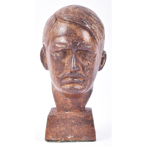 456 - A contemporary WWII Second World War style Third Reich Nazi German cast iron table top bust of Adolf... 