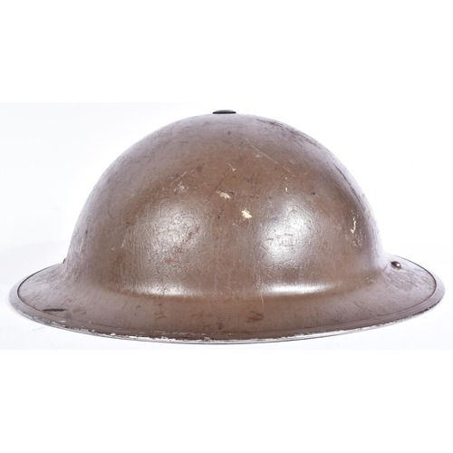 466 - Two WWII Second World War British brodie helmets comprising a black ARP Air Raid Precautions Wardens... 