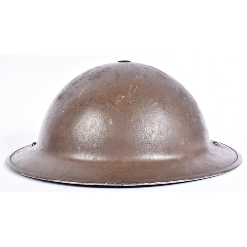 466 - Two WWII Second World War British brodie helmets comprising a black ARP Air Raid Precautions Wardens... 