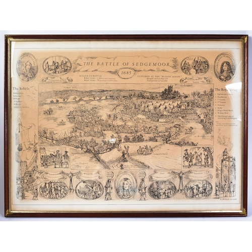 469 - Local interest - a vintage framed and glazed print depicting The Battle of Sedgemoor between the Kin... 