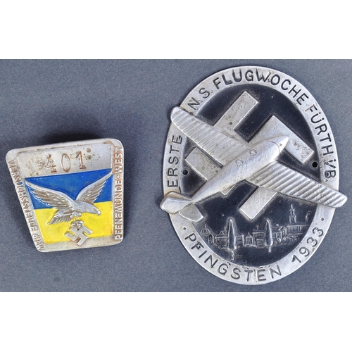 472 - Two WWII Second World War Third Reich Nazi German Luftwaffe interest badges comprising and event fly... 