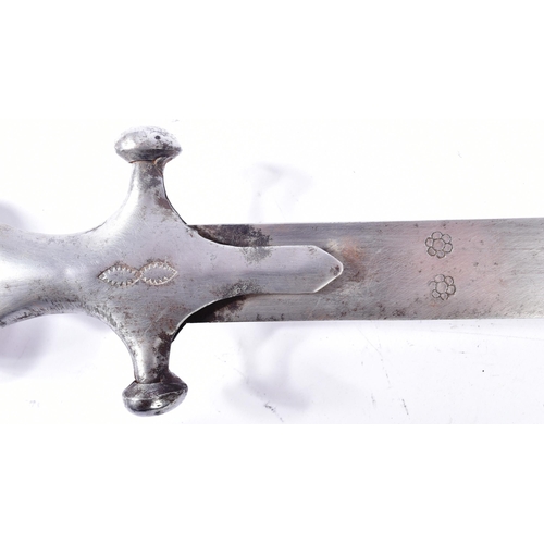 55 - A mid 18th Century North Indian Tulwar ( Talwaar / Talwar ) sword. Disc shaped pommel with cruciform... 