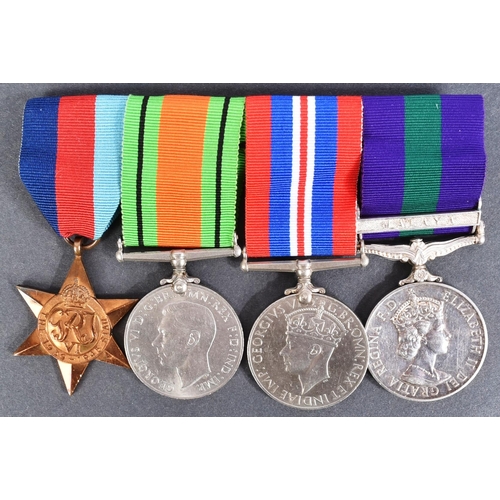 56 - A WWII Second World War medal group along with a post War General Service Medal with Malaya clasp aw... 