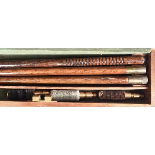 493 - A vintage William Powell of Birmingham made rifle cleaning kit. Appears complete, with all rods and ... 