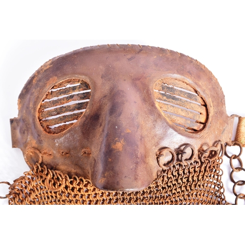 6 - AWWI First World War era Tank Corp driver's ' splatter ' mask. Steel and leather face mask with slat... 