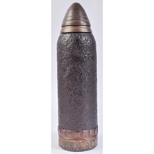 77 - An original WWI First World War British 18 Pounder Artillery ( inert ) shrapnel shell. The shell wit... 