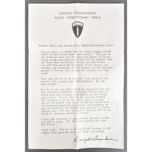 8 - An original WWII Second World War D-Day Landings official leaflet issued to troops on the eve of Ope... 