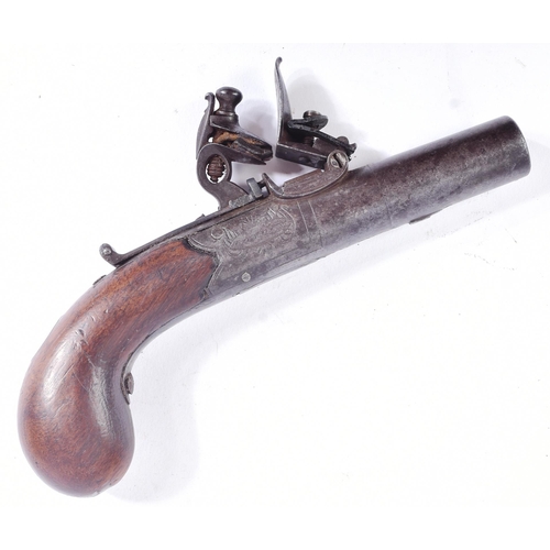 9 - A late 18th / early 19th century Twigg of London flintlock pistol. Folding trigger, and turn-off bar... 