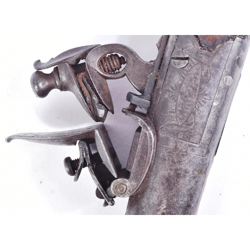 9 - A late 18th / early 19th century Twigg of London flintlock pistol. Folding trigger, and turn-off bar... 