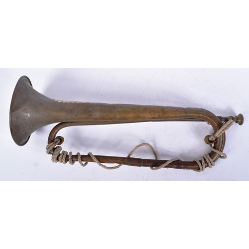 91 - A WWI First World War French Army regimental trumpet. The front of the bell marked ' HCRS Concours M... 