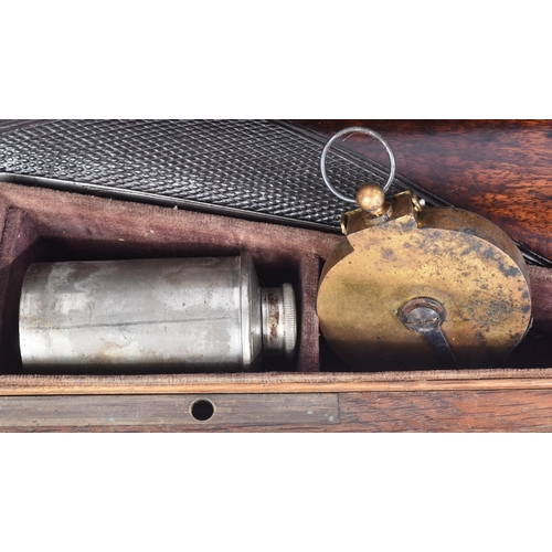 513 - An antique 19th century cased double-barrelled muzzle-loading percussion rifle by Hutchins. 28