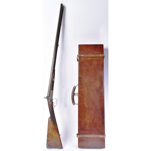 514 - An antique 19th century cased muzzle-loading double-barrelled percussion sporting rifle by Guarain o... 