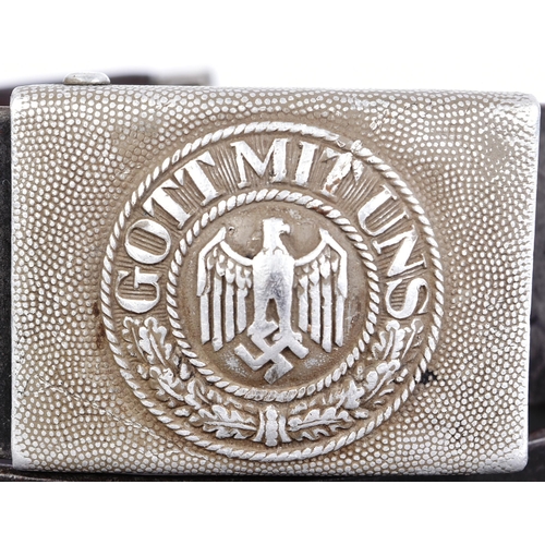 99 - An original WWII Second World War Third Reich Nazi German 'Gott Mit Uns' belt and buckle. Leather be... 