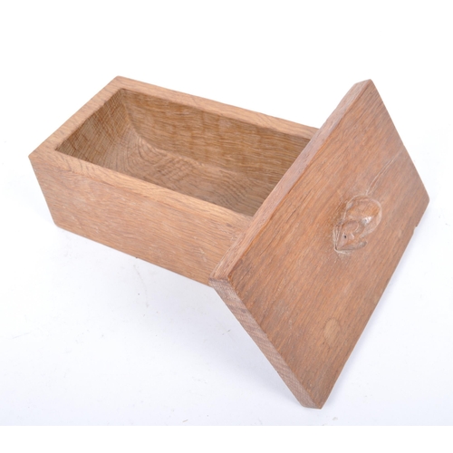 101 - Robert ' Mouseman ' Thompson of Kilburn - A solid English oak hand carved lidded trinket box case. O... 