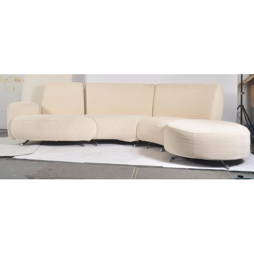 123 - A retro vintage late 20th century Factory Frighetto Italian modular sofa settee with ottoman. The so... 